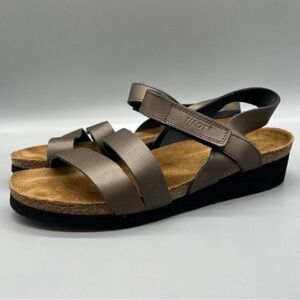 NAOT Kayla Cork Footbed Buffalo Metallic Sz 42 NWOT